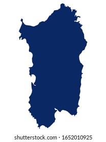 Karte von Sardinien in blauer Farbe