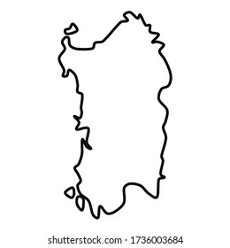Mapa vectorial de alta calidad de la línea hecha a mano en Cerdeña