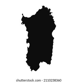 Map of Sardinia Island high quality vector illustration - Hand made silhouette cutout drawing of Sardinian borders