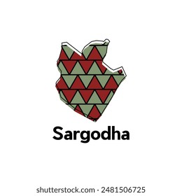 Map of Sargodha illustration design template, Map capital city of Pakistan, abstract design with colorful geometric vector