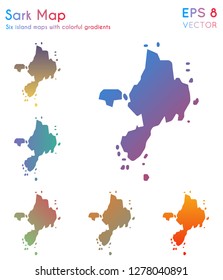 Map of Sark with beautiful gradients. Authentic set of Sark maps. Sightly vector illustration.