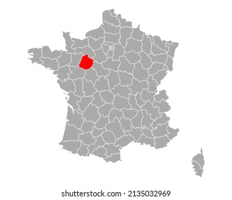 Map of Sarthe in France on white