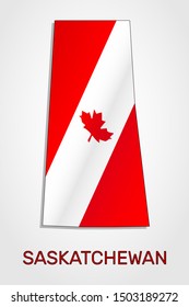Map of Saskatchewan combined with Canada flag - Vector