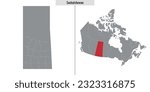 map of Saskatchewan province of Canada and location on Canadian map