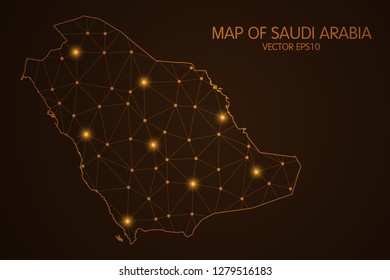 Map of Saudi Arabia - Abstract mash line and point scales on dark background. 3D mesh polygonal network connections.Vector illustration eps 10. 