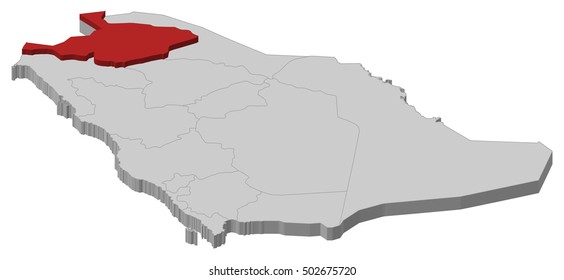 Map - Saudi Arabia, Al Jawf - 3D-Illustration