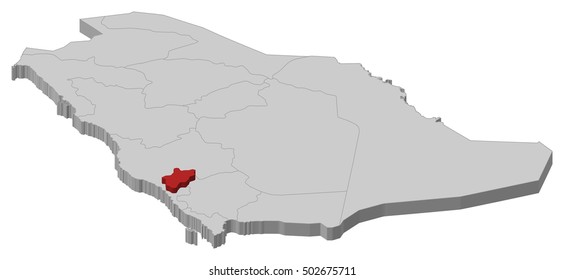 Map - Saudi Arabia, Al-Bahah - 3D-Illustration