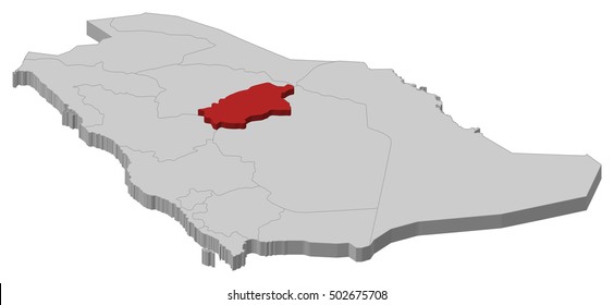 Map - Saudi Arabia, Al-Qassim - 3D-Illustration