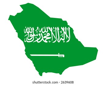 map of Saudi Arabia and Saudi Arabian flag illustration