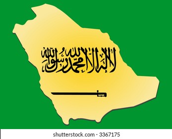 map of Saudi Arabia and Saudi Arabian flag illustration