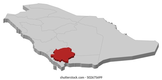 Map - Saudi Arabia, Asir - 3D-Illustration