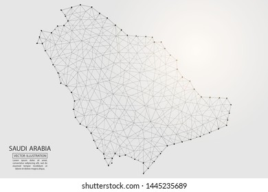 A map of Saudi Arabia consisting of 3D triangles, lines, points, and connections. Vector illustration of the EPS 10.