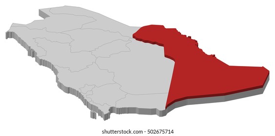 Map - Saudi Arabia, Eastern Province - 3D-Illustration