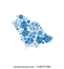 map of saudi arabia filled with pentagons of different sizes and degrees of transparency