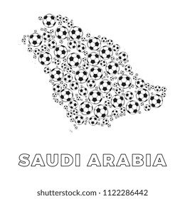 map of saudi arabia filled with soccer balls