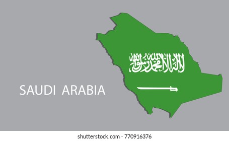 Map Of Saudi Arabia With Flag