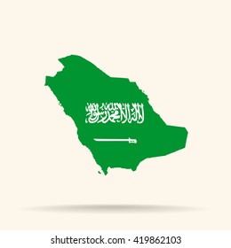 Map of Saudi Arabia in Saudi Arabia flag colors