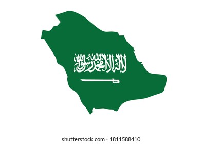 Map of  saudi arabia and saudi arabia flag inside the map