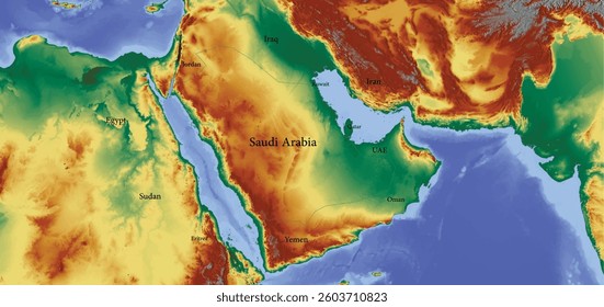 Map of Saudi Arabia, geological features