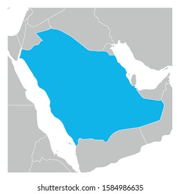 Map of Saudi Arabia green highlighted with neighbor countries.