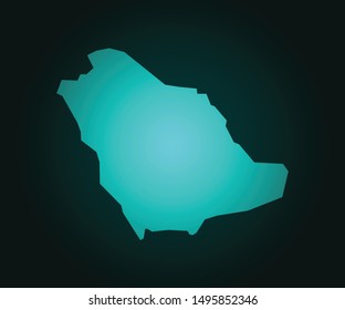 Map of Saudi Arabia green vector isolated on dark background. High detailed green vector map, Saudi Arabia symbol for your web site design map - Vector illustration eps 10.