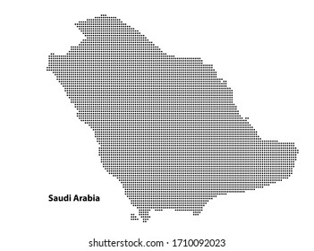 Map of Saudi Arabia, halftone abstract background. The black dots on a White background. Pixel vector illustration