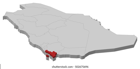 Map - Saudi Arabia, Jizan - 3D-Illustration