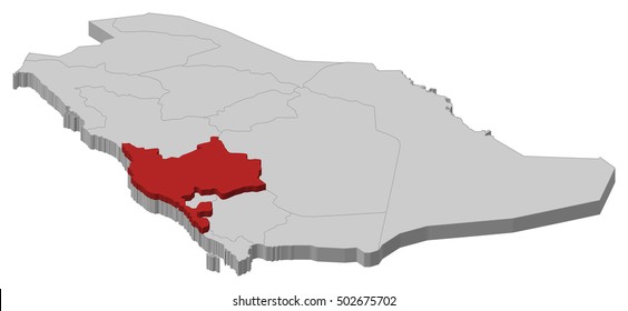 Map - Saudi Arabia, Makkah - 3D-Illustration