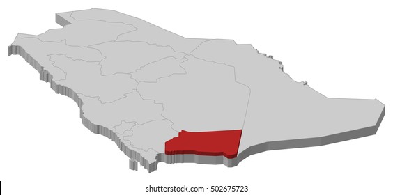 Map - Saudi Arabia, Najran - 3D-Illustration