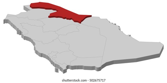 Map - Saudi Arabia, Northern Borders Province - 3D-Illustration