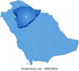 Map of Saudi Arabia, the region Ha'il is pulled out, isolated on white background 
