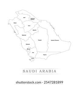 Karte von Saudi-Arabien mit Vertretung der Verwaltungseinheiten