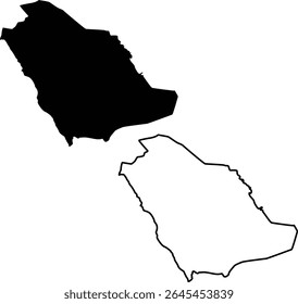 Map of Saudi Arabia Silhouette Flat and Outline Design
