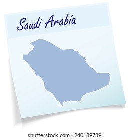 Map of Saudi Arabia as sticky note in blue