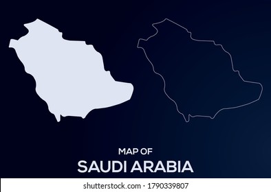 Map of Saudi Arabia vector silhouette isolated file.Abstract design, High detailed silhouette illustration. Full Editable Saudi Arabia map vector eps file