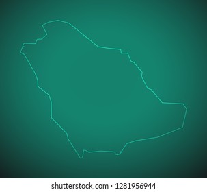 Map of Saudi Arabia,Green map on dark background. Vector illustration eps 10.
