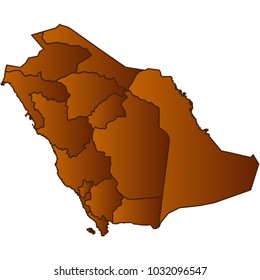 Map of SaudiArabia- Map of the city and each border separately. Brown Gold eps Vector Illustration 10