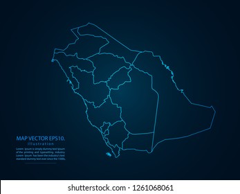 Map of saudiArabia,Abstract mash line and point scales on dark background for your web site design map logo, app, ui,Travel. Vector illustration eps 10.