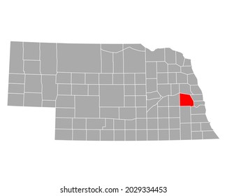 Map of Saunders in Nebraska on white
