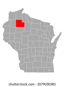 Map of Sawyer in Wisconsin on white
