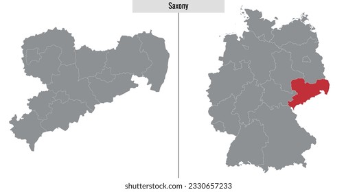 map of Saxony state of Germany and location on German map