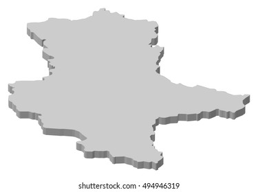 Map - Saxony-Anhalt (Germany) - 3D-Illustration