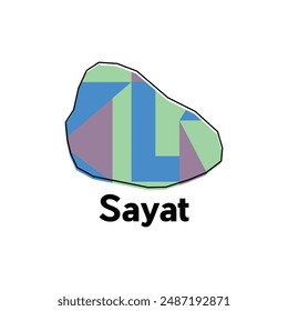 Map of Sayat Geometric modern vector design template, national borders and important cities illustration