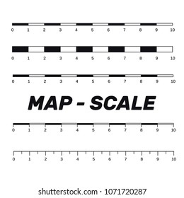 Map scales graphics for measuring distances. Scale measure map v