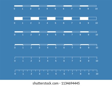 Map scales graphics for measuring distances. Scale measure map vector. Latitude and longitude distance