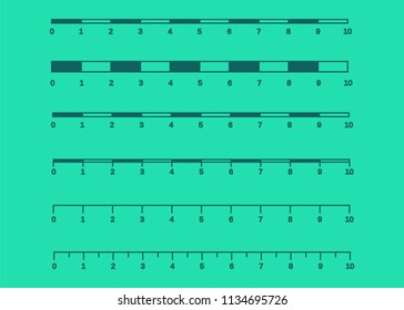 Map scales graphics for measuring distances. Scale measure map vector. Latitude and longitude distance