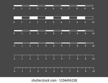 Map scales graphics for measuring distances. Scale measure map vector. Latitude and longitude distance