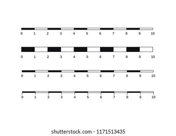 Map scales graphics for measuring distances. Scale measure map vector. Latitude and longitude distance