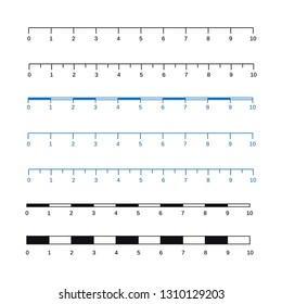 Map scales graphics for measuring distances. Scale measure map vector. Latitude and longitude distance