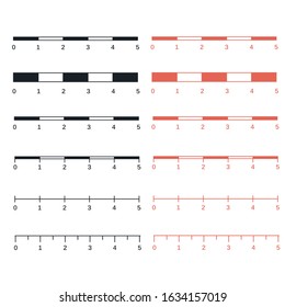 Map scales graphics for measuring distances. Scale measure map vector. Latitude and longitude distance